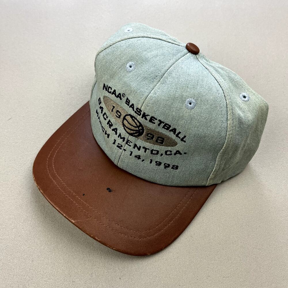 Vintage NCAA Basketball Hat Strapback Blue Denim March Madness 1998 Adjustable